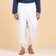 Isha’s signature. Ready to wear Unisex Dhoti Pants (White) / Panchakacham. Easy to pull on. Versatile. Comfortable for both casual and formal wear.
